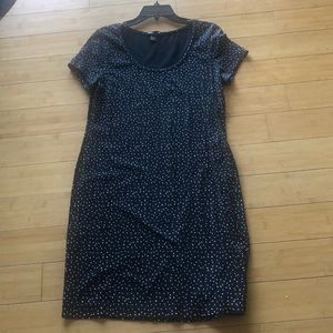 Black and white polka-dot t shirt dress